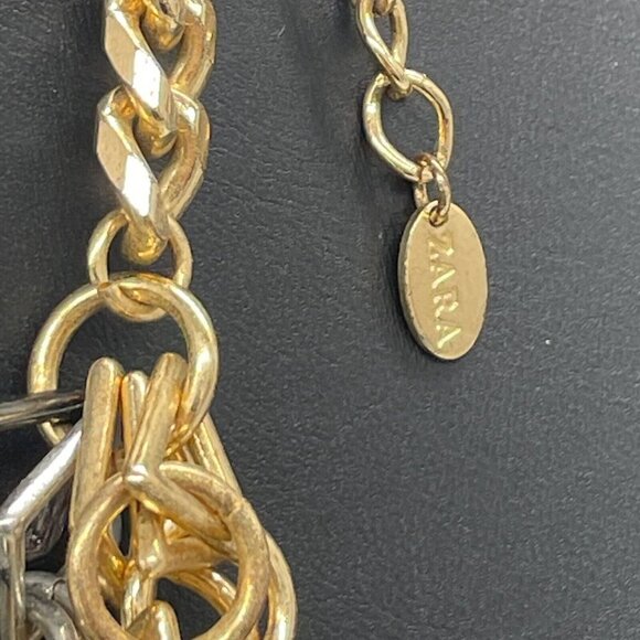 Zara Geometric Limbs Chain Statement Necklace Gold and Silver Tone 19-22 Inches - Picture 5 of 5